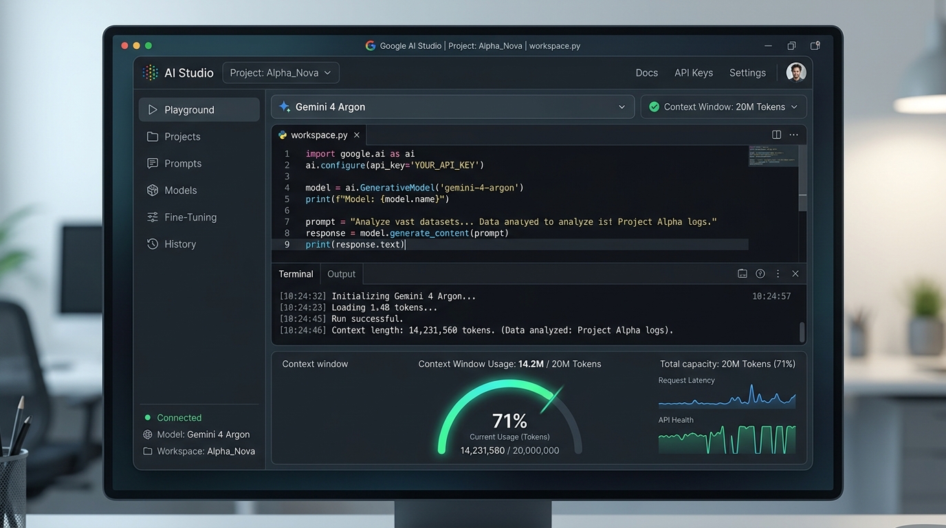 Google AI Studio 接入 Gemini 4 Argon 实操控制台